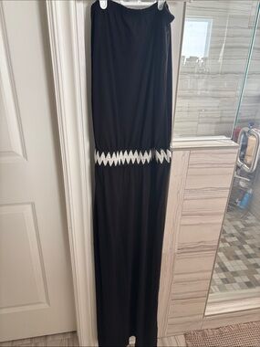 Lascana Black Maxi Dress with White Zigzag Trim